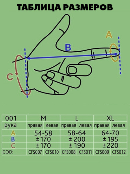 Таблица размеров
